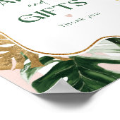 シックなパームストライプピンクブライダルカードとギフト ポスター (角)