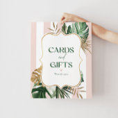 シックなパームストライプピンクブライダルカードとギフト ポスター