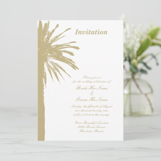 シックなパームツリービーチ結婚式パーティの招待状 招待状 (スタンド正面)