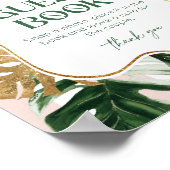 シックなパームビーチストライプピンクの写真ゲストブック ポスター (角)