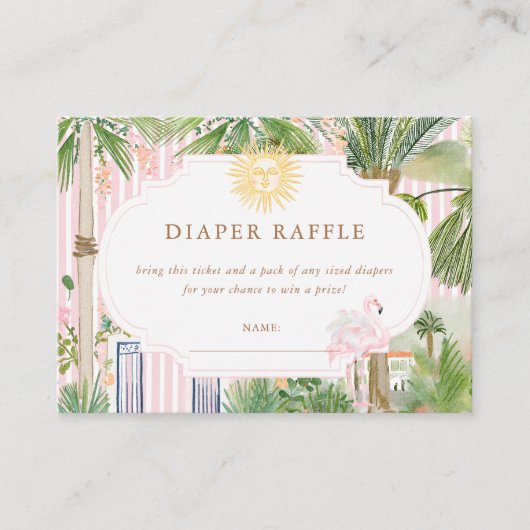 シックなパーム春ベビーシャワーおむつラッフルカード エンクロージャーカード (正面)