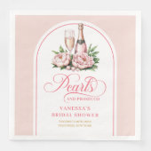 シックなパールとプロセッコ フローラル ブライダル ナプキン (正面)