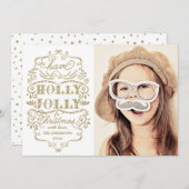 シックなヒイラギのすてきなクリスマスの休日の写真カード シーズンカード (正面/裏面)