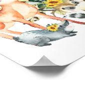 シックなヒマワリの森の森の赤ちゃんシャワーへようこそ ポスター (角)