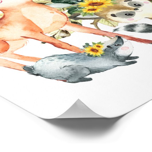 シックなヒマワリの森の森の赤ちゃんシャワーへようこそ ポスター (角)