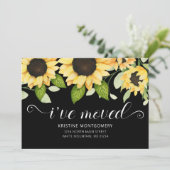 シックなヒマワリの水彩フローラブラック移動 案内状 (スタンド正面)