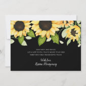 シックなヒマワリの水彩フローラブラック移動 案内状 (裏面)