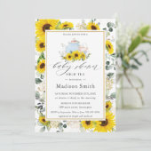 シックなヒマワリフローラハイティーパーティー赤ちゃんシャワー 招待状 (スタンド正面)