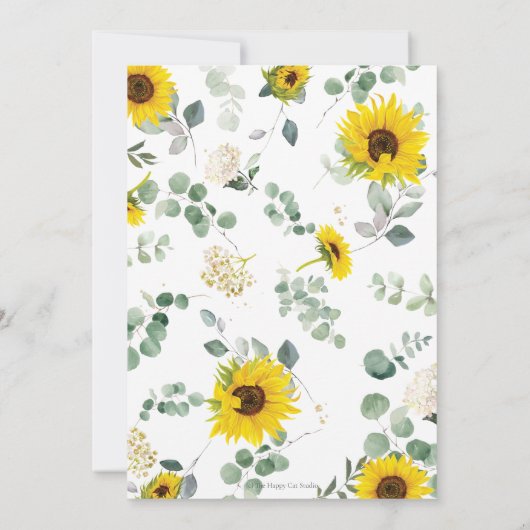 シックなヒマワリフローラハイティーパーティー赤ちゃんシャワー 招待状 (裏面)