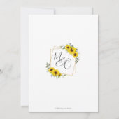 シックなヒマワリフローラ金ゴールド幾何結婚性 招待状 (裏面)