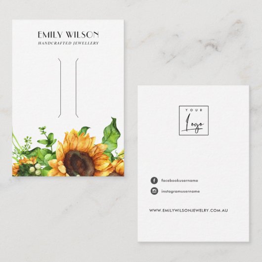シックなヒマワリ秋秋髪クリップ表示カード 名刺 (正面/裏面)