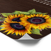 シックなヒマワリ結婚ウッドの座席表 ポスター (角)