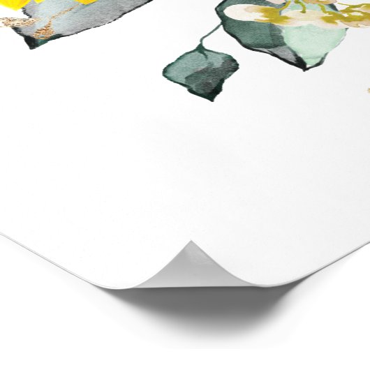 シックなヒマワリ結婚フローラの歓迎サイン ポスター (角)