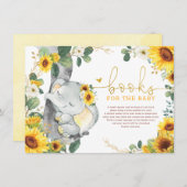 シックなヒマワリ象が本の赤ちゃんシャワーを持参 エンクロージャーカード (正面/裏面)