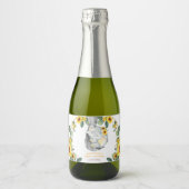 シックなヒマワリ象ベビーシャワー1st誕生日 スパークリングワインラベル (正面)