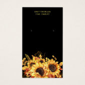 シックなヒマワリ金ゴールドブラックイヤリングディスプレイカード (正面)