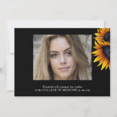 シックなヒマワリ2枚の写真の卒業発表 招待状 (裏面)