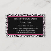 シックなヒョウのプリントの美容師および美容院 名刺 (裏面)