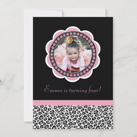 シックなヒョウの誕生日の招待状 招待状 (正面)