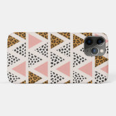 シックなヒョウ柄とピンクのトライアングル模様 Case-Mate iPhoneケース (裏面(横))