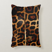 シックなヒョウ柄と金ゴールド モノグラムの アクセントクッション (正面(垂直))