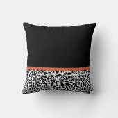 シックなヒョウ柄の焼けたオレンジの弓の名前 クッション (裏面)