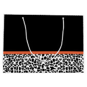 シックなヒョウ柄の焼けたオレンジの弓の名前 ラージペーパーバッグ (裏面)