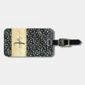 シックなヒョウ柄ブラックブロンズモノグラム ラゲッジタグ (正面横)