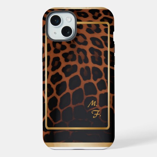シックなヒョウ柄モノグラム iPhoneケース (裏面)