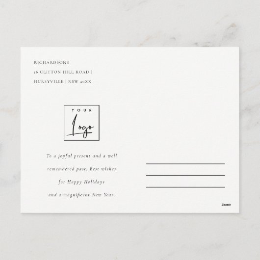 シックなビジネスジョイウィンターリースロ企業のゴ シーズンポストカード (裏面)