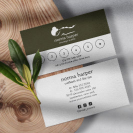 シックなビジネス報酬6パンチロゴ濃いセージ緑 ロイヤリティカード