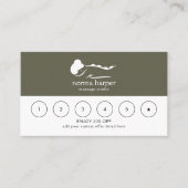 シックなビジネス報酬6パンチロゴ濃いセージ緑 ロイヤリティカード (正面)