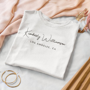 シックなビジネス署名スクリプトホワイト Tシャツ