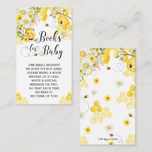 シックなビーズイエローフローラ赤ちゃんシャワーブックベビー エンクロージャーカード (正面/裏面)