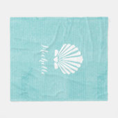 シックなビーチの名前のガーリーな水の帆立貝貝 フリースブランケット (正面(横))