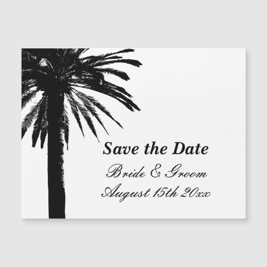 シックなビーチ結婚式の日付カードを磁気保存 (正面)