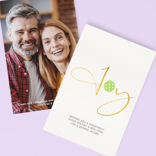 シックなピックボール"喜び"白いクリスマスフォト シーズンカード