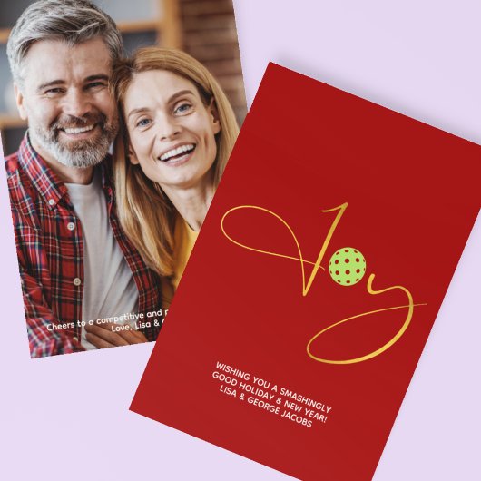 シックなピックボール"喜び"赤いクリスマスフォト シーズンカード