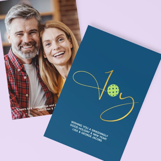 シックなピックボール"喜び"青いクリスマスフォト シーズンカード