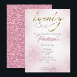 シックなピュアピンクグリッターと金ゴールド21st 招待状<br><div class="desc">このかわいらし誕生日の招待は、純粋なピンクのグリッターの前後を特徴とし、金ゴールド書道の「20」という単語は、「1年」は、20代の任意の年齢に変更することができる。21歳のシンプル少女のためのでありながらエレガントな誕生日パーティーの招待。この製品に実在はグリッターがなく、グリッターとして表示されるように設計されている。</div>