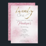 シックなピュアピンクグリッターと金ゴールド21st 招待状<br><div class="desc">このかわいらし誕生日の招待は、純粋なピンクのグリッターの前後を特徴とし、金ゴールド書道の「20」という単語は、「1年」は、20代の任意の年齢に変更することができる。21歳のシンプル少女のためのでありながらエレガントな誕生日パーティーの招待。この製品に実在はグリッターがなく、グリッターとして表示されるように設計されている。</div>