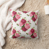 シックなピンクおよびバーガンディのシャクヤクのアクセントの枕 クッション (ブランケット)