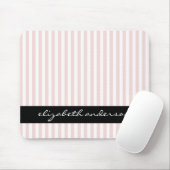 シックなピンクおよび白のストライプ マウスパッド (マウス)