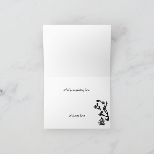 シックなピンクおよび黒い結婚式の写真のサンキューカード サンキューカード (内部)