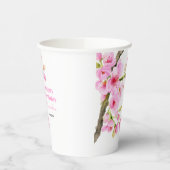 シックなピンクさくらんぼブロッサム桜フローラ誕生日 紙コップ (左)