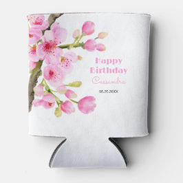 シックなピンクさくらんぼブロッサム桜フローラ誕生日 缶クーラー