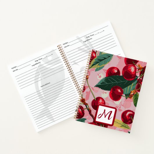 シックなピンクさくらんぼレトロスパイラルノート ノートブック (内部)