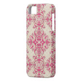シックなピンクとオフホワイトフローラダマスクパターン Case-Mate iPhoneケース (裏面左)