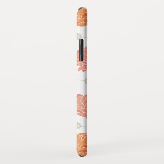 シックなピンクとオレンジの牡丹パターンモノグラム Case-Mate iPhoneケース (裏面/右)