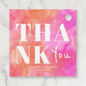 シックなピンクとオレンジはっきりしたの結婚式パーティー フェイバータグ (裏面)